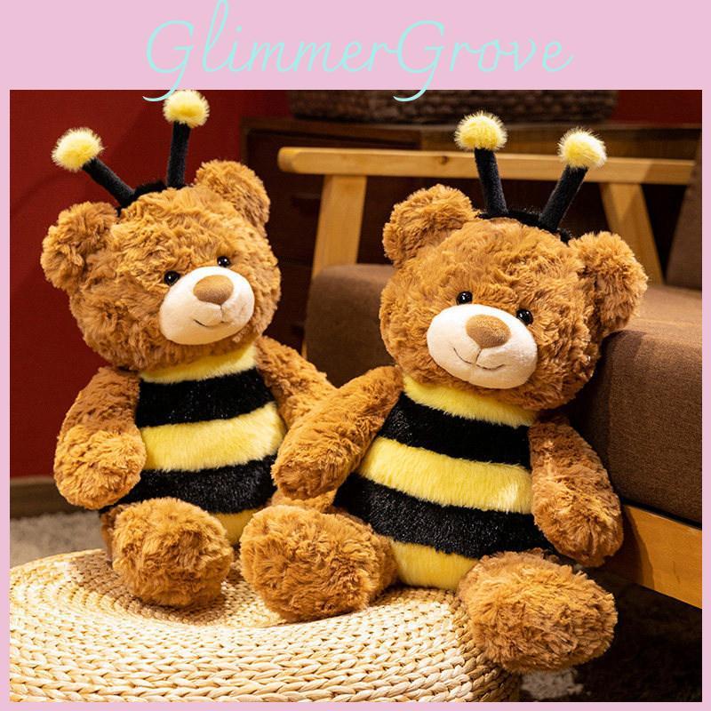 Plush Bee Bear Toy With Pp Cotton Filling For Kids Sleep Pillow Gift