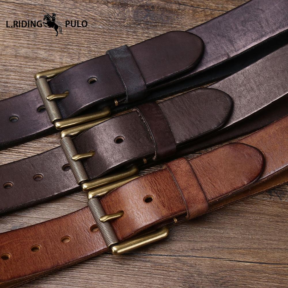 Handmade, Widened and Thickened Top-grain Cowhide Men's Leather Belt, American Retro Style, Pin Buckle Belt