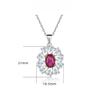 High-end Red Zircon Flower Pendant, Ruby Necklace, Women's High-end 925 Sterling Silver Collarbone Chain.