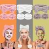 1set Elastic Women Shower Hairband & Wristband Cute Bowknot Plush Face Wash Hairband Home Makeup Headband Wristband