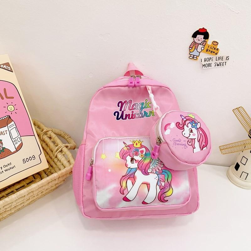 Cartoon Animal Unicorn Backpack Printed Nylon Versatile And Cute For Children