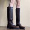 Cowhide Version~ 2025 New Retro Leather Round Head High Knight Boots Women's Versatile But Knee Thick Heel Boots