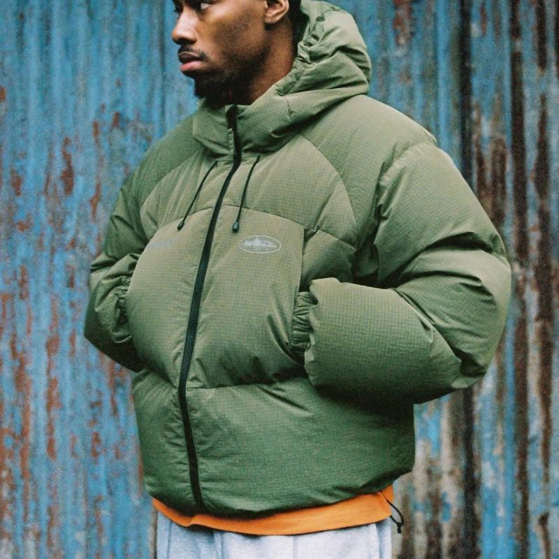 Mens Winter Hooded Puffer Jacket Solid Color Streetwear Warm Thick Cotton Coat