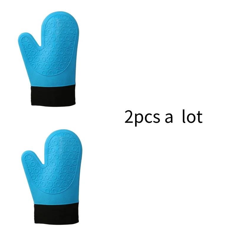 Bestseller Roter Silikon Küchen Ofenhandschuh Topflappen mit Extra Langem Canvas Ärmel Steppung zum Grillen und BBQ