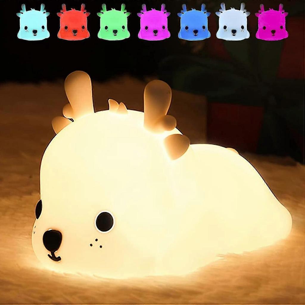 Children's Room Deer Night Light, Portable Silicone Baby Night Light, 7-color Rechargeable Baby Daycare Night Light