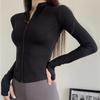 Breathable And Quick Drying Long Sleeved Yoga Suit For Women's Nude Fitness Jacket Training Outerwear Zipper Tight Running Sports Top
