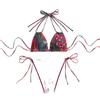 New European and American Split Swimsuit Women's Print Sexy Double Lace-up Halter Bikini Swimsuit Bikini