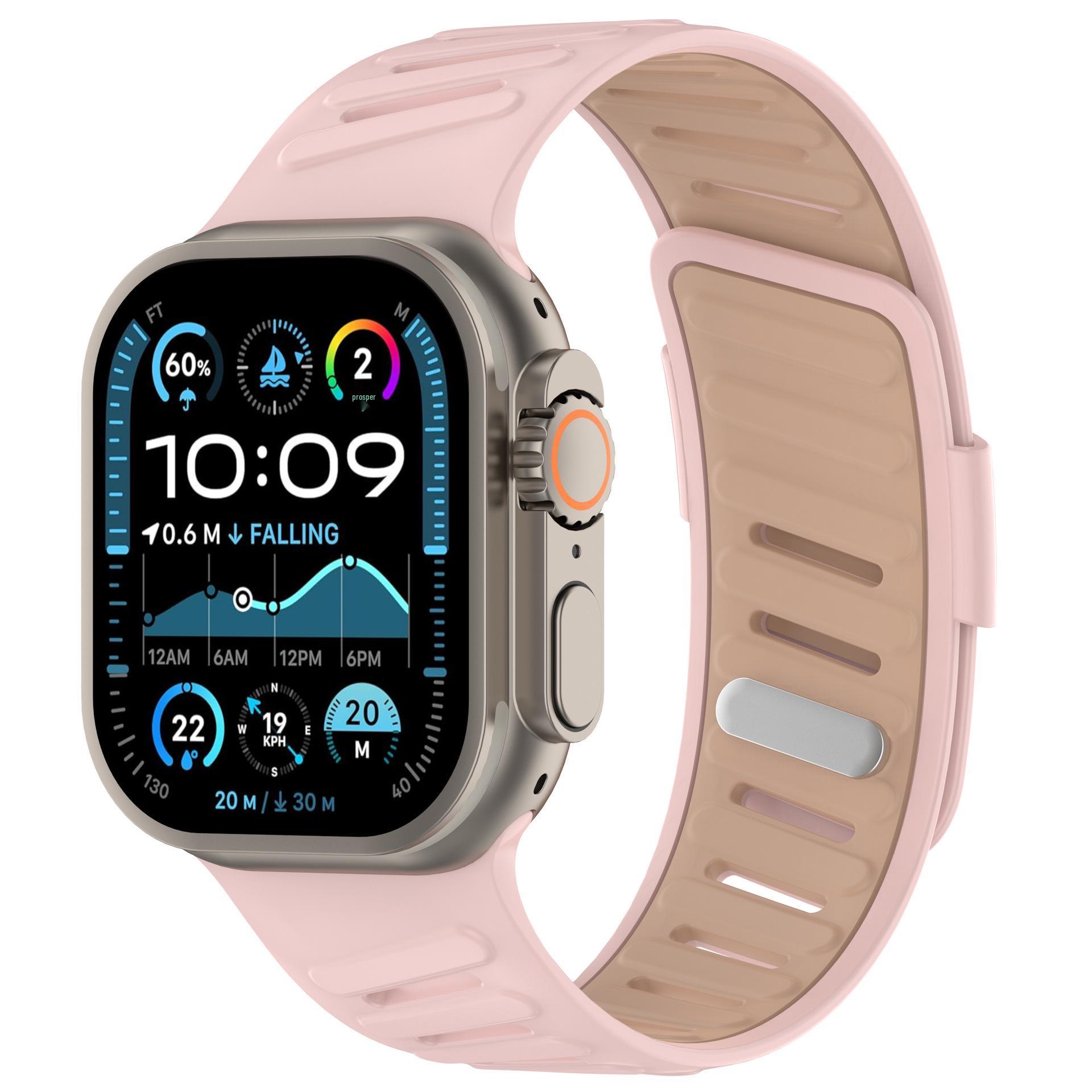 

Angled Buckle Breathable Silicone iWatch S10 Two-Color Strap 38/40/41/42mm