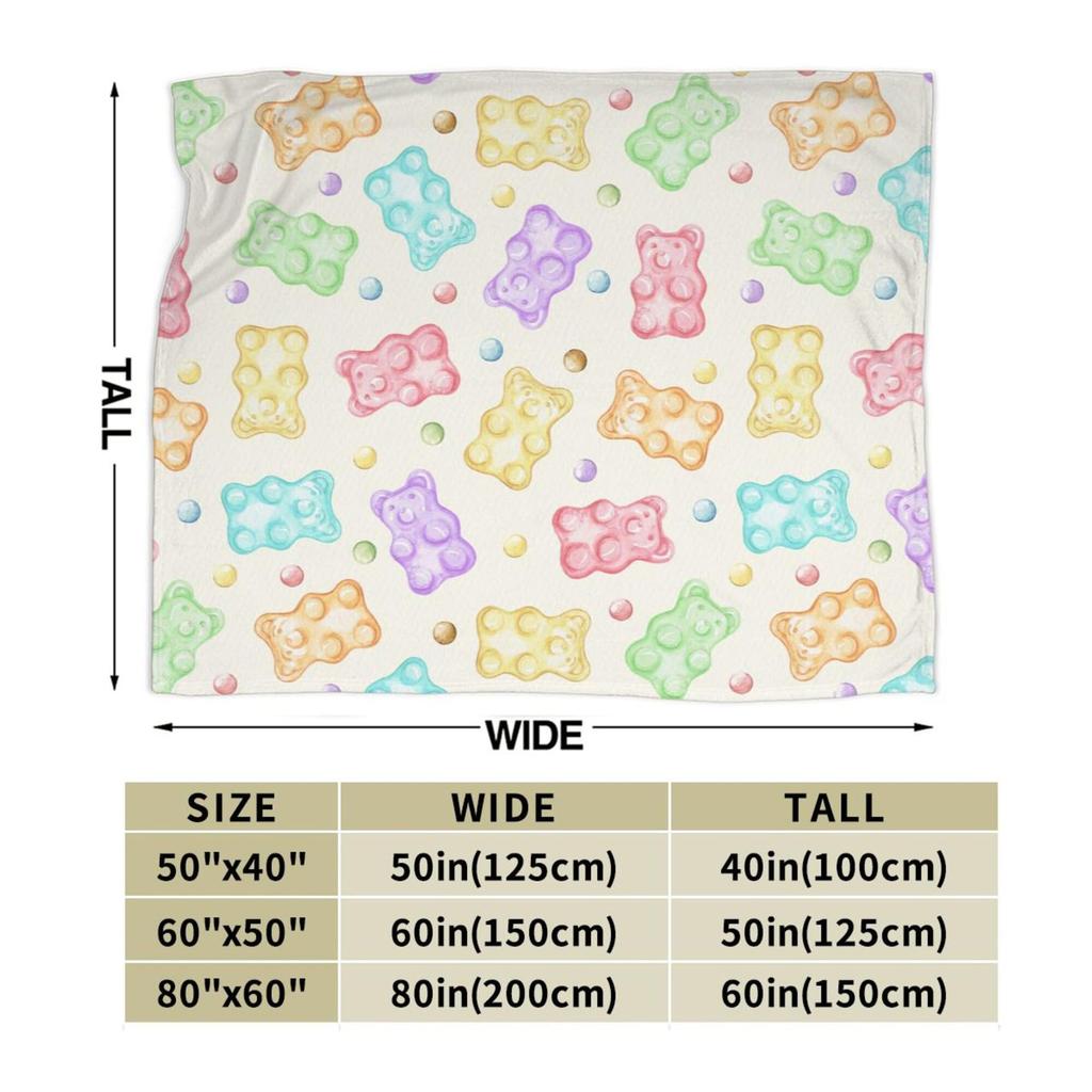 Bear Gummy Candy Cartoon Digital-printed Polyester Bedroom Velvet Flannel Soft Sofa Cover Blanket Fleece Sofa Cover Blankets