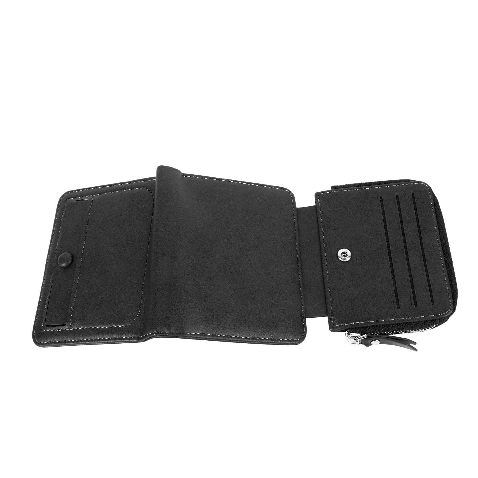

PU Wallet with Multiple Card Slots PU Leather Textured Trifold Three Fold Wallet for Men Boys Black чорний