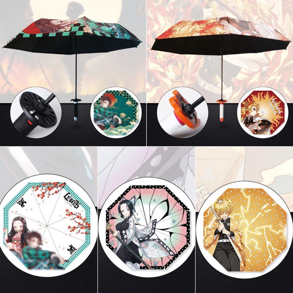 Anime Demon Slayer Three-fold Umbrella For Sun And Rain Protection