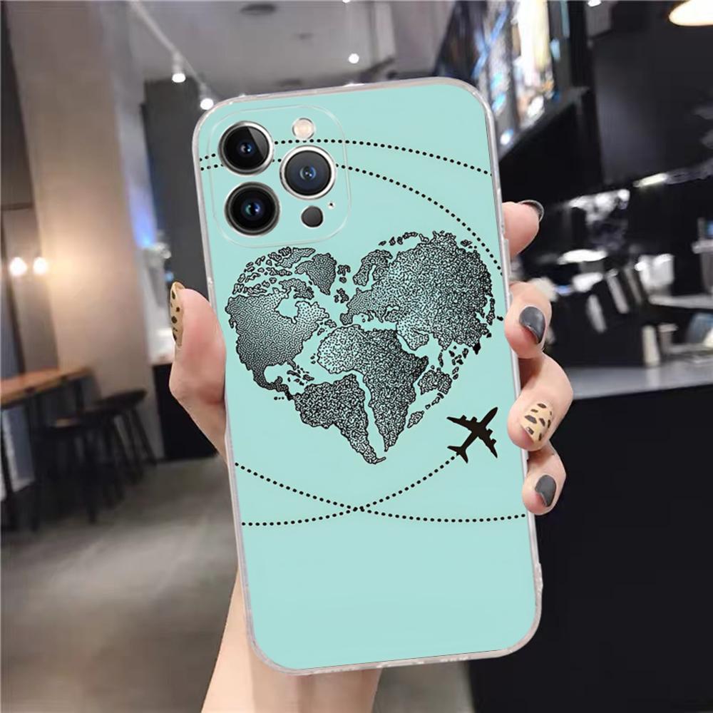 geography Travel fly Phone Case For iPhone 15 14 11 12 13 Mini Pro XS Max Cover 6 7 8 Plus X XR SE 2020 Funda Shell
