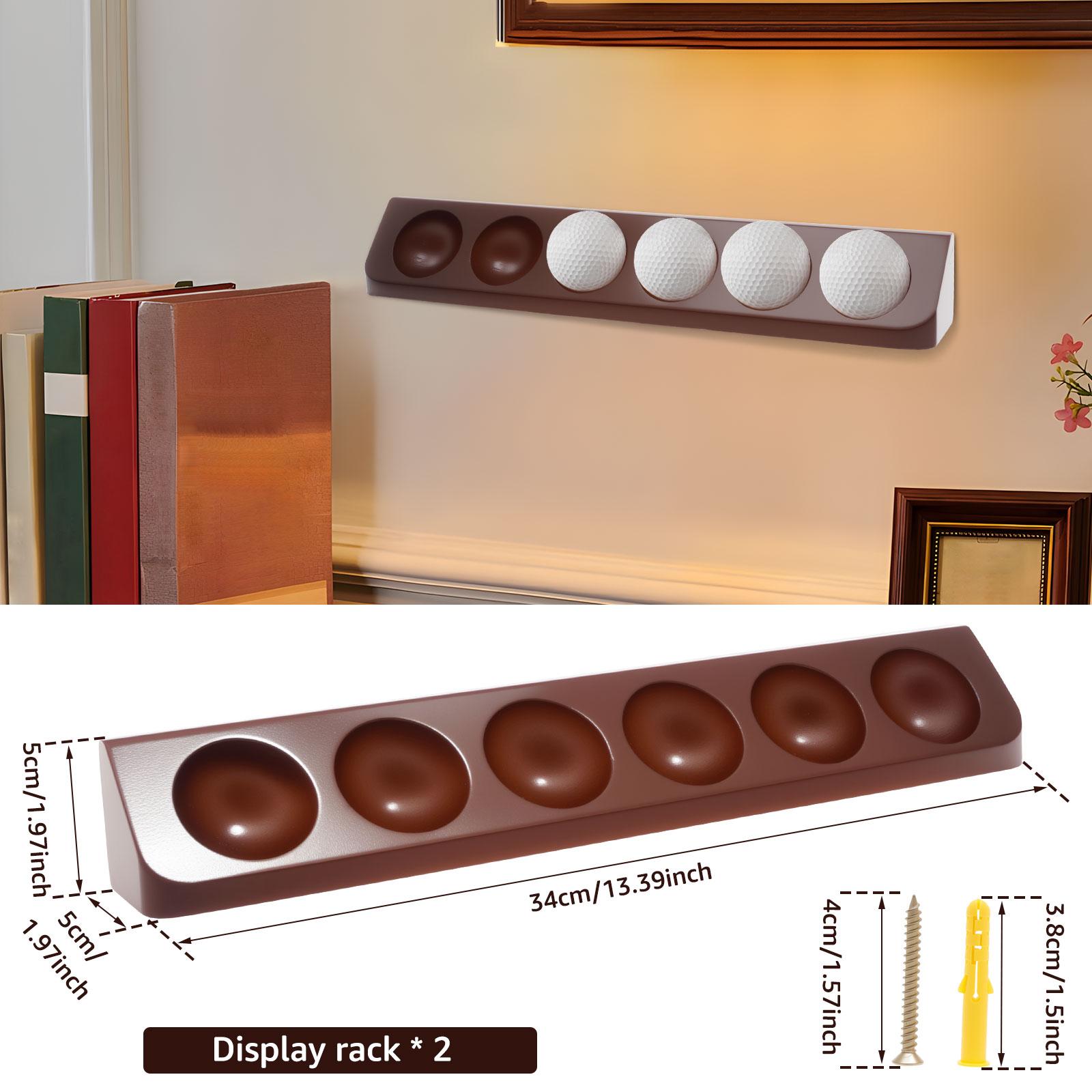 

2Pcs Wooden Golf Ball Display Case 6 Grids Wall Mounted Golf Ball Stand with Screws Premium Golf Ball Display Holder for Decor
