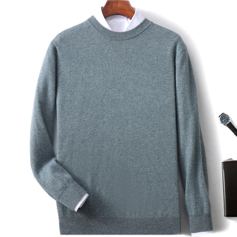 New Semi-turtleneck Cashmere Sweater Men's Thickened Sweater Solid Color Long-sleeved Wool Knitting