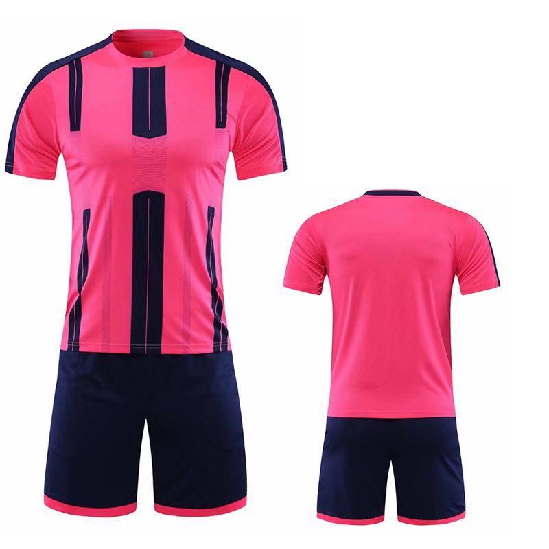 Men Short Sleeve White Soccer Jersey Set  Yellow Adult Football Uniform Man Pink  Team Soccer Shirt