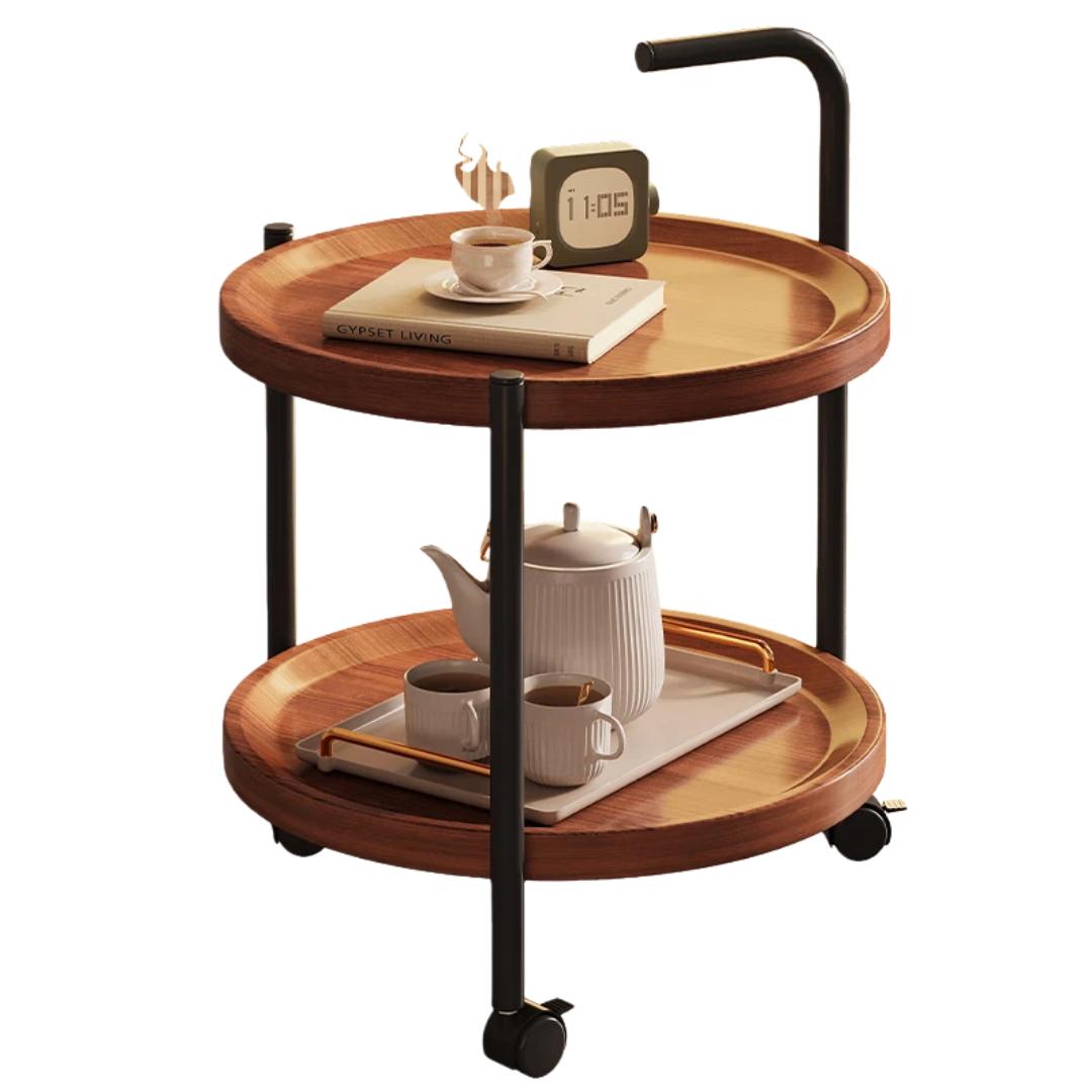 Shanshan Houtkunst Salontafel, Woonkamer Bijzettafel, Mobiele Kleine Tafel, Kleine Theetafel, Nachtkastje, Opbergrek, Opbergkast, 40*62cm zwart