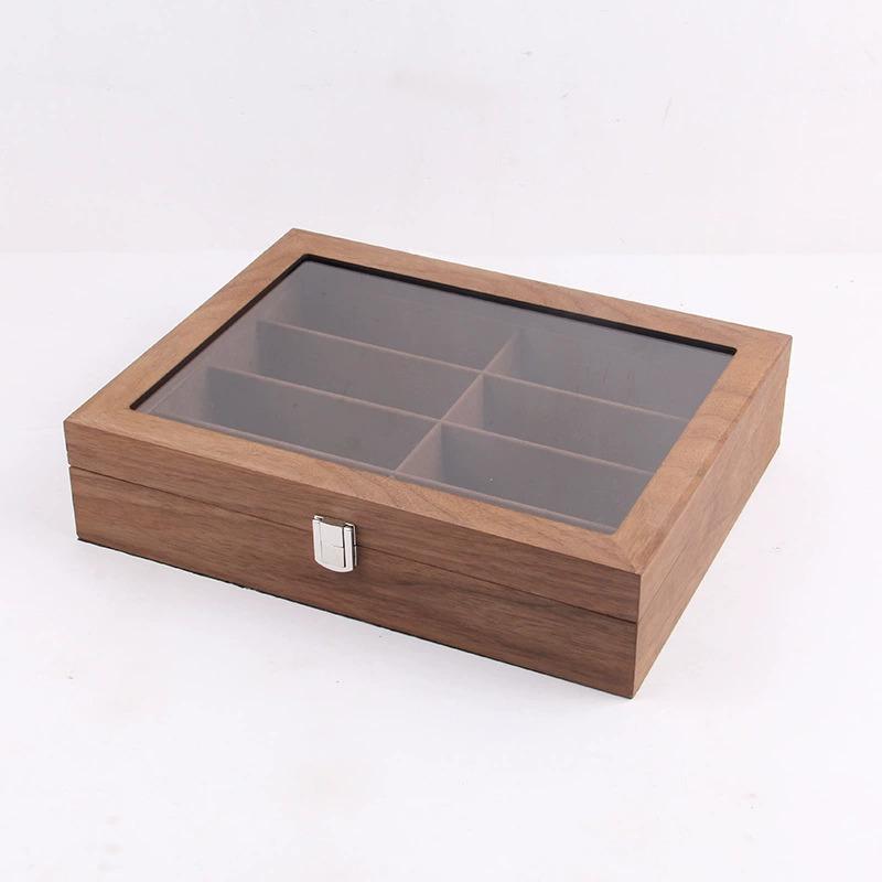 

In Stock 8-Slot 12-Compartment Walnut Eyeglass Organizer, Sunglasses Glasses Storage Box with Display for Collection & Home Offi