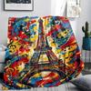Paris Eiffel Tower Print Flannel Blanket, High quality Comfortable for All Seasons, Home Decor, Warmth and Comfort, Perfect for Christmas Gifts82