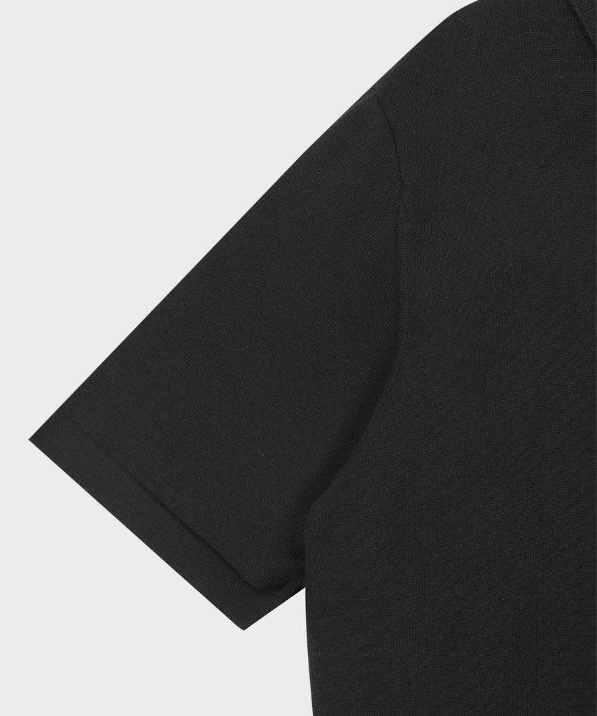 Teildeon Cotton Knit Polo Short Shirt Black