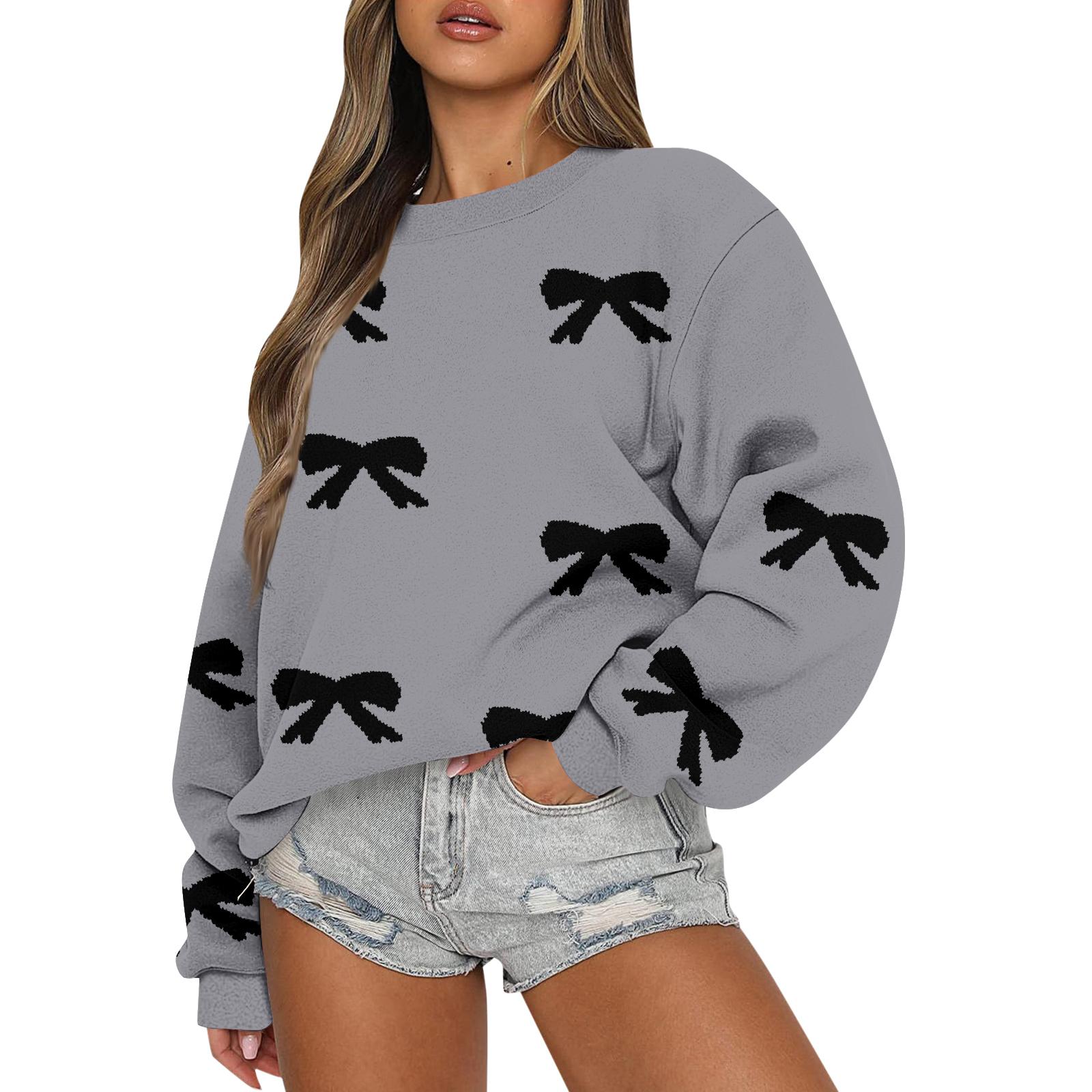 

Женские топы Женский свитшот с длинным рукавом Повседневный с круглым вырезом Свободного кроя Пуловер Флисовые топы XL