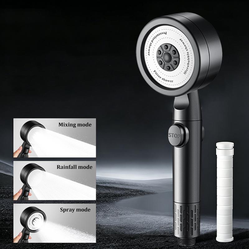 3-Function Turbocharged Shower Head Filter High Pressure Strong Boost Large Flow Bathroom Handheld Shower Head