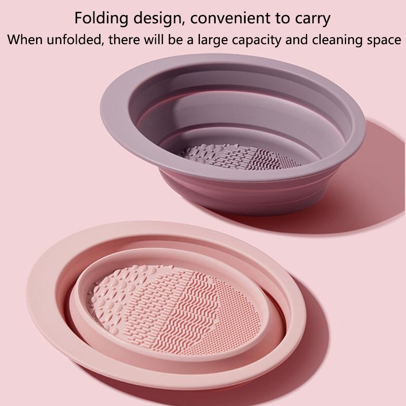 Foldable Silicone Makeup Brush Cleaning Bowl Powder Puff Washing Soft Mat Eyeshadow Brushes Clean Tools Scrubber Box