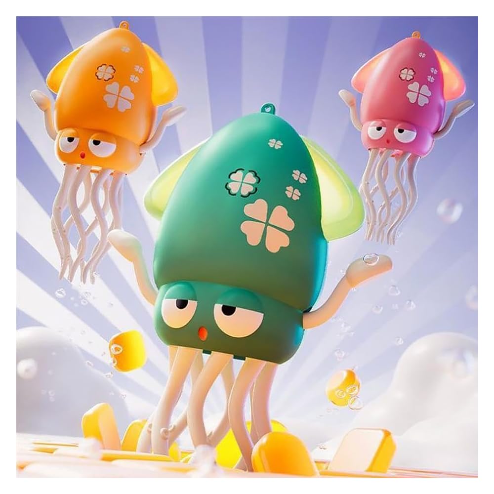 Moving and Dancing Octopus Squid Toy, Electric Squid Toy with Automatic Obstacle Avoidance, LED Lights, and Music for Dogs and Cats, Indoor Play,