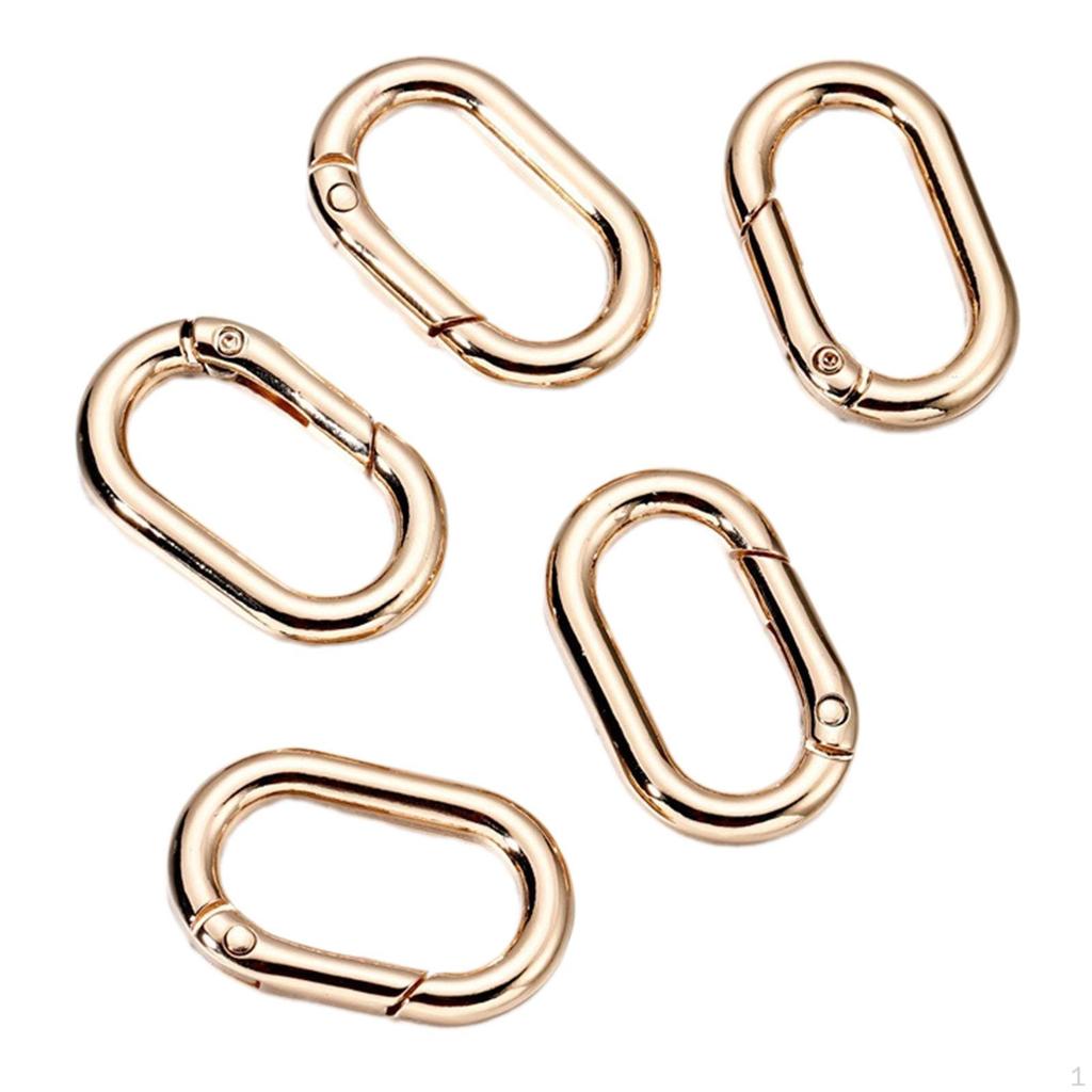 5 oválných kroužků s pružinou, kovové klipy, 1" karabinka se zacvakávacím mechanismem, karabinky pro řemeslnou tašku, kabelku