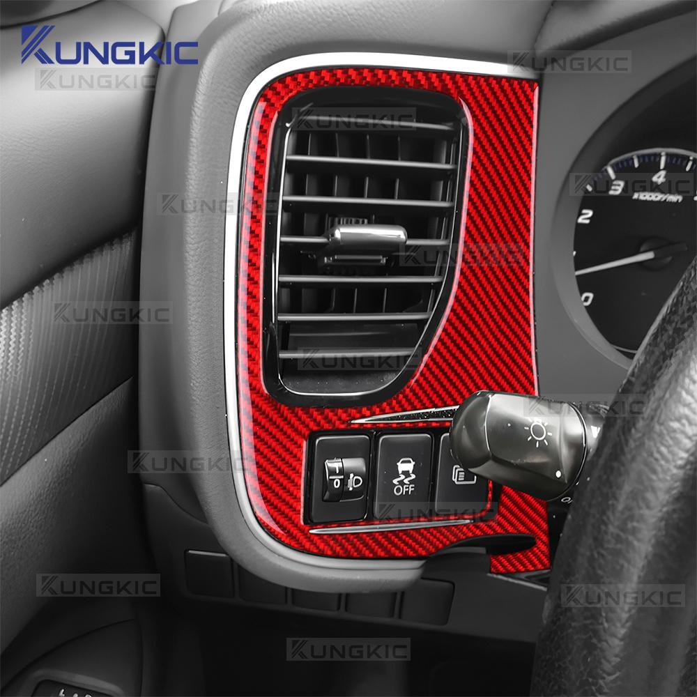 Für Mitsubishi Outlander 2013-2019 2020 2021 Echter Weicher Kohlefaser-Aufkleber Beifahrer-Luftauslassblenden-Verkleidung für LHD RHD