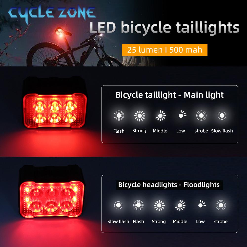 Bicycle Lights Rechargeable Bike Headlight Taillight Bicycle Front Rear Light Cycling Lantern MTB Bike Lamp for Night Riding