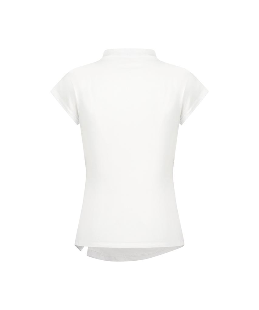 Aejeuyua Kitsch Snap Half-Neck T-Shirt White