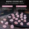 Crocon Rose Quartz Gemstone Rune Stone with Elder Futhark Alphabet Engraved Symbol 25 Pcs Set for Feng Shui Reiki Crystal Healing Chakra Balancing
