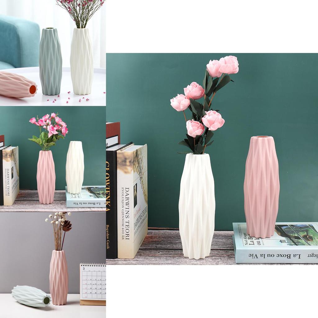 Elegant vit imitationskeramisk blomvas för chic heminredning