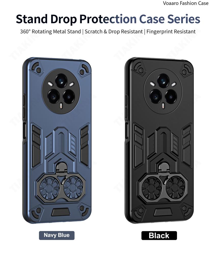 Dual Finger Ring Armor Cover for OPPO Realme 14 Pro Plus Case for Realme 14 Pro Rotate Metal Bracket Kickstand Holder Case Capa