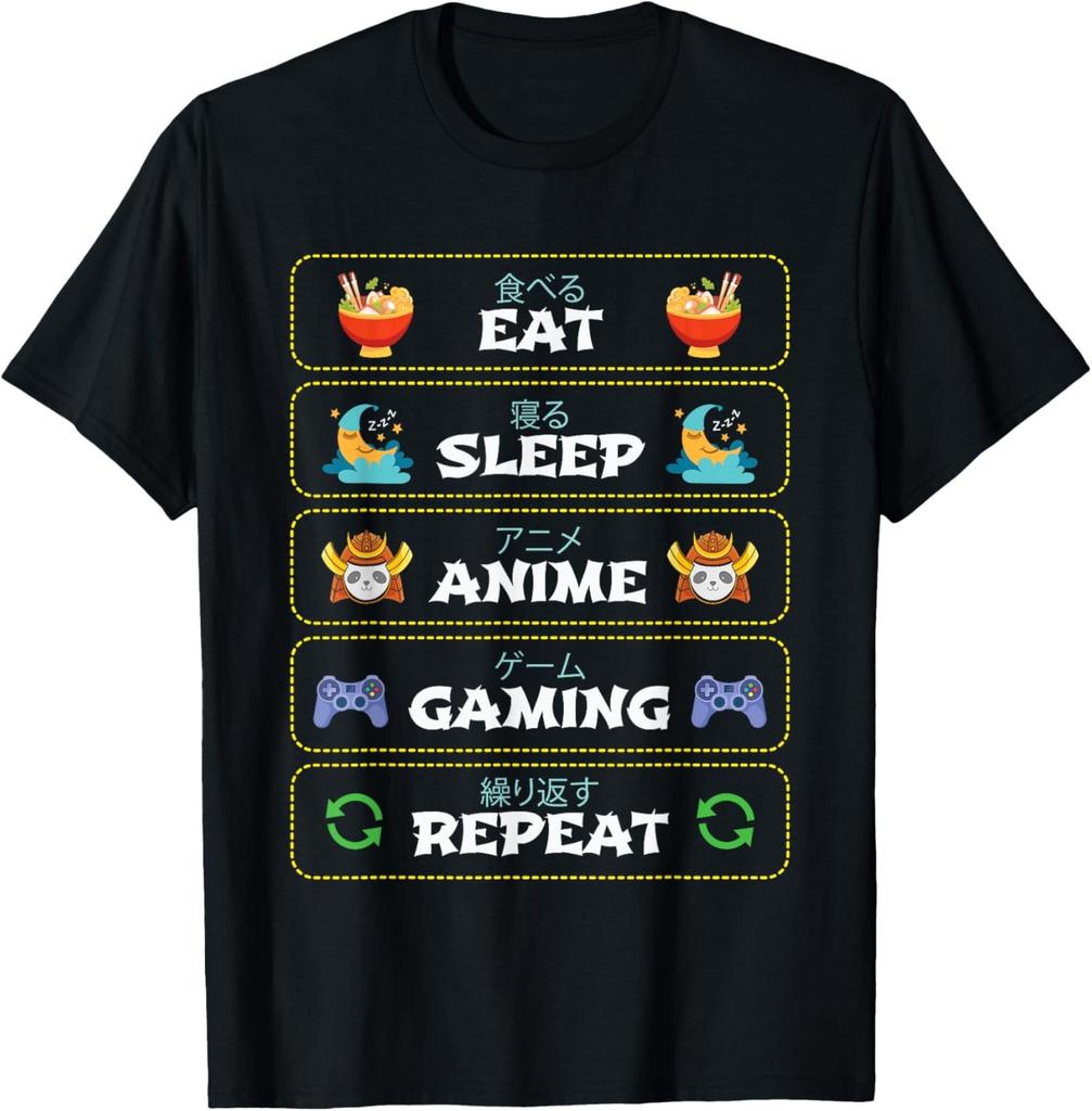 Eat Sleep Anime Gaming Repeat Tshirt Kawaii Otaku Unisexga Graphic Unisex Casual Streetwear Tee