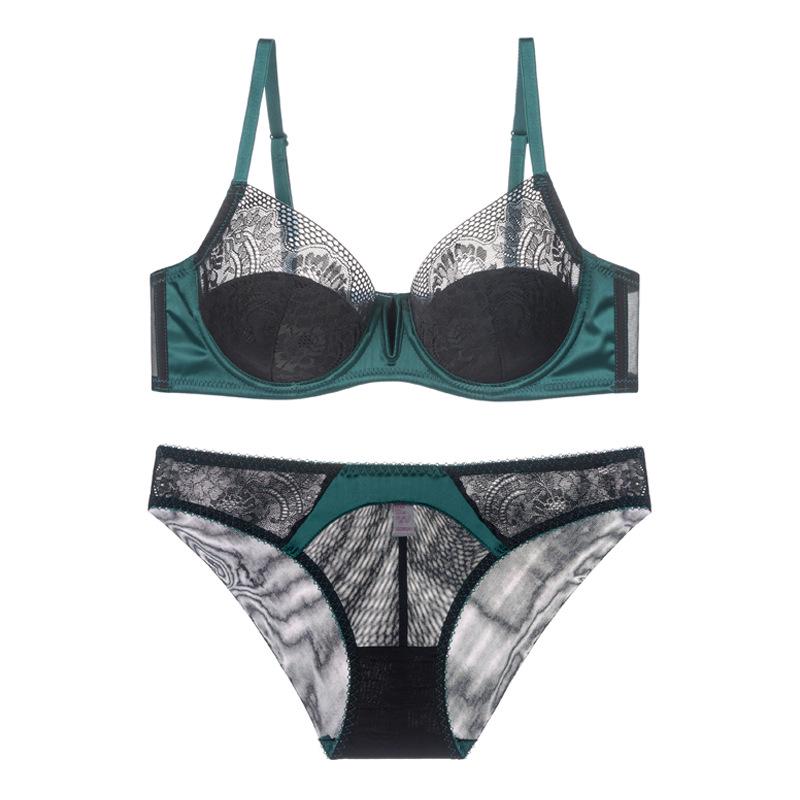 "Lace Half-Cup Push-Up Bra & Panty Set – Seamless and Sexy"
