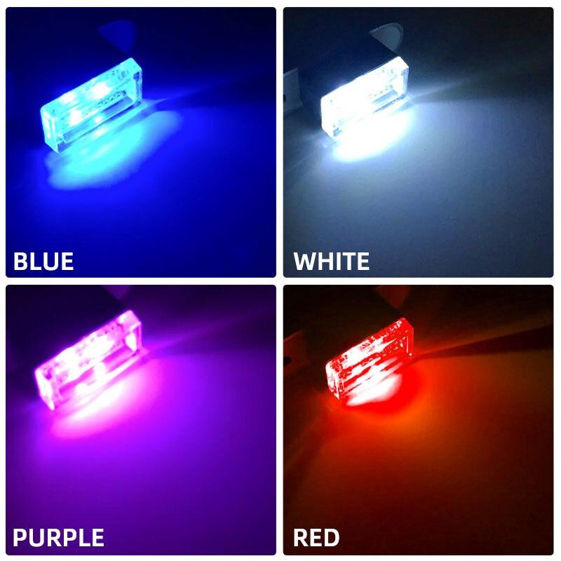 

4x Автомобильные мини USB светодиодные атмосферные огни Декоративная лампа Синий и красный Фиолетовый Белый Внутренний Светильник Портативный ПК Plug