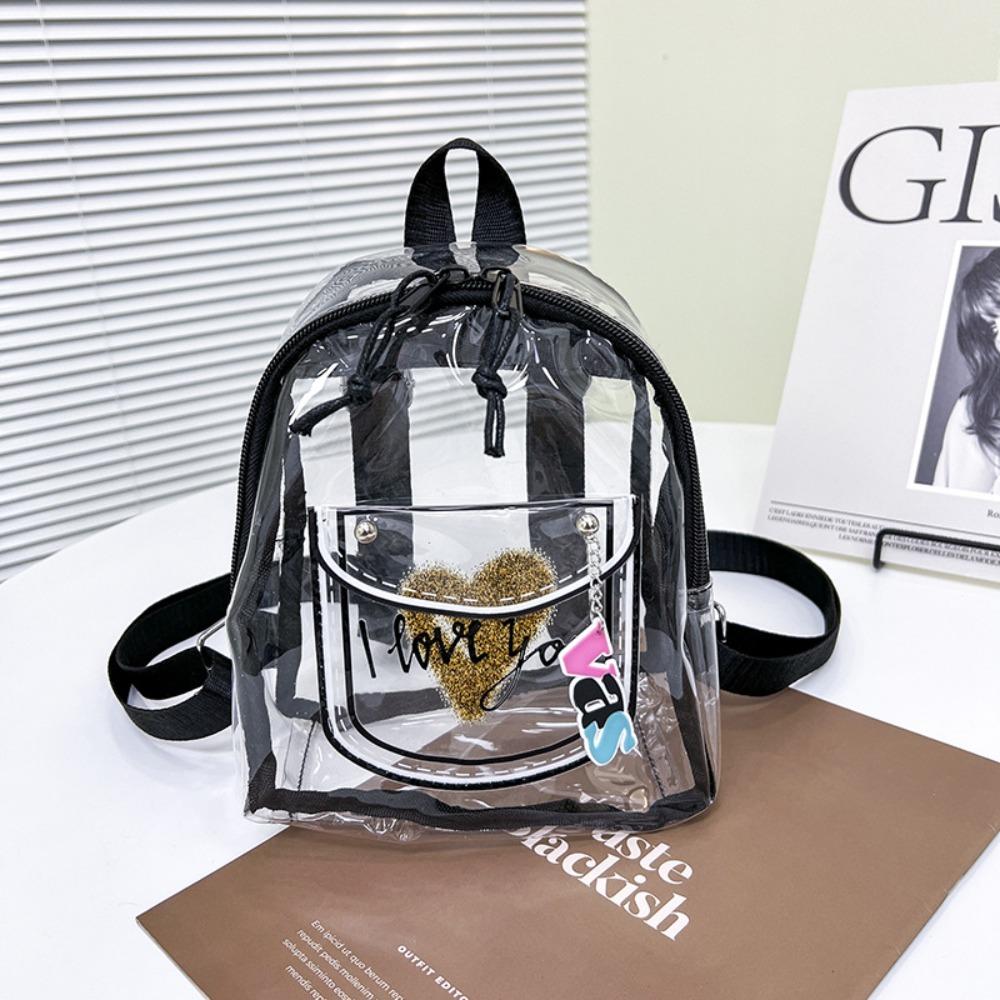 Fashion PVC Backpack Transparent Waterproof Jelly Bag Large Capacity Shopping Bags
