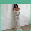 Elegante Abito in Pizzo Bardot a Vita Alta per la Moda Primavera Donna