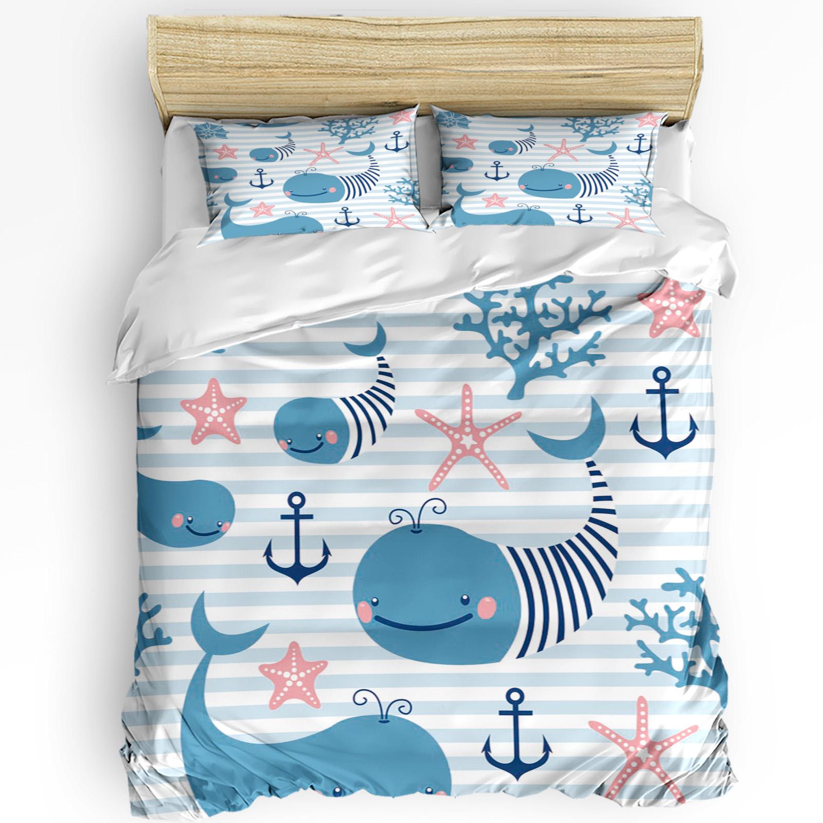 

Comforter Cartoon Whale Fish Cloud Sky Watercolor With Pillow Case Custom 3Pcs Bedding Set Double Bed Home Textile Comforter (quilt)-EU Single(135*200cm)3pcs