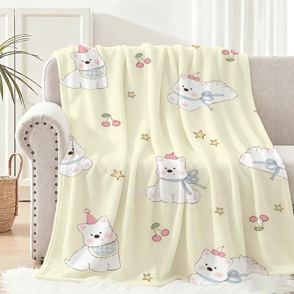 Puppy ins cute Throw Lightweight 240g Flannel Blanket Soft Skin-friendly for Summer Cooling