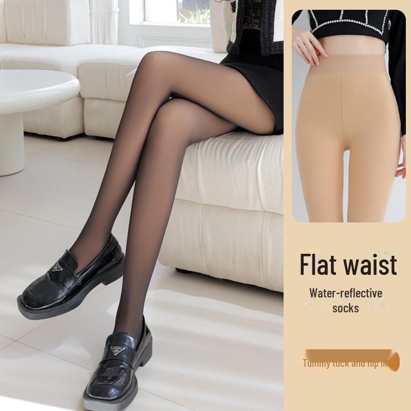 Black Sheer Pantyhose with High Waist & Tummy Control - Floral Fairy Design for All Seasons