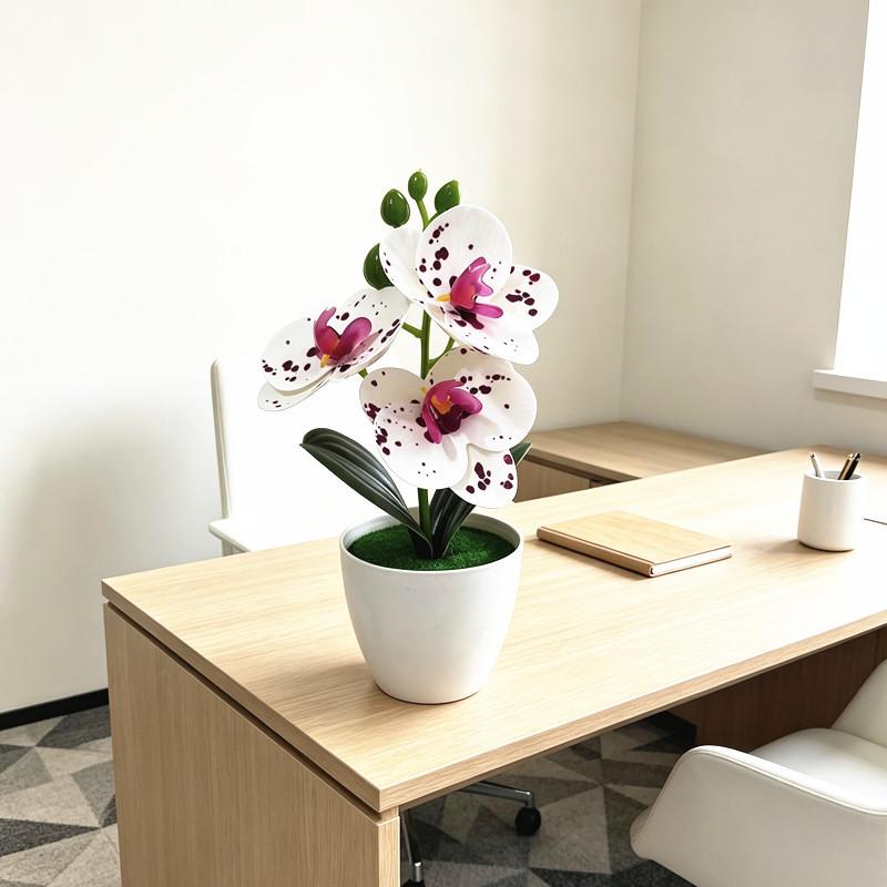 Butterfly Orchid Artificial Plant With Plastic Base For Home Decor And Photography Props