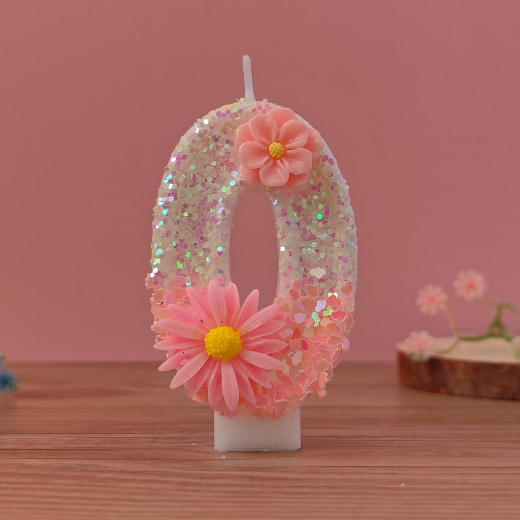 Number Shaped Birthday Candle with Decorative Floral Design for Cake Decoration and Party Use Suitable for Baking and Celebrations 0-9 Digit Options