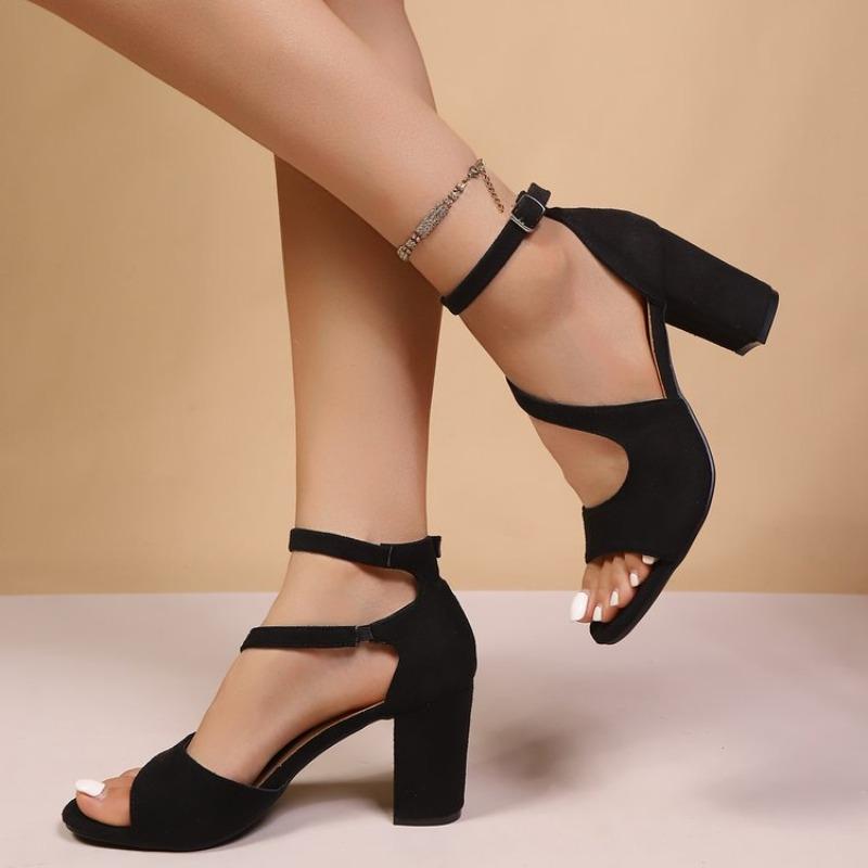 Ladies Shoes 2026 High Quality Open Toe Women's Sandals Fashion Zip Office and Career Summer Plus Size Solid Heeled Sandals