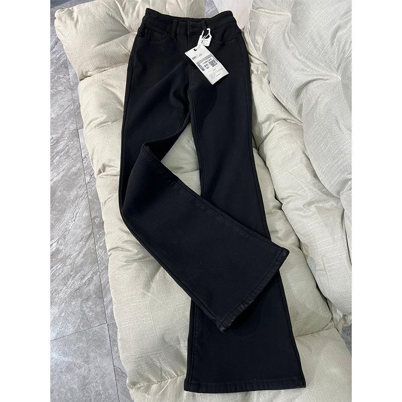 

Женские винтажные джинсы клеш больших размеров с высокой посадкой и флисовой подкладкой 2XL