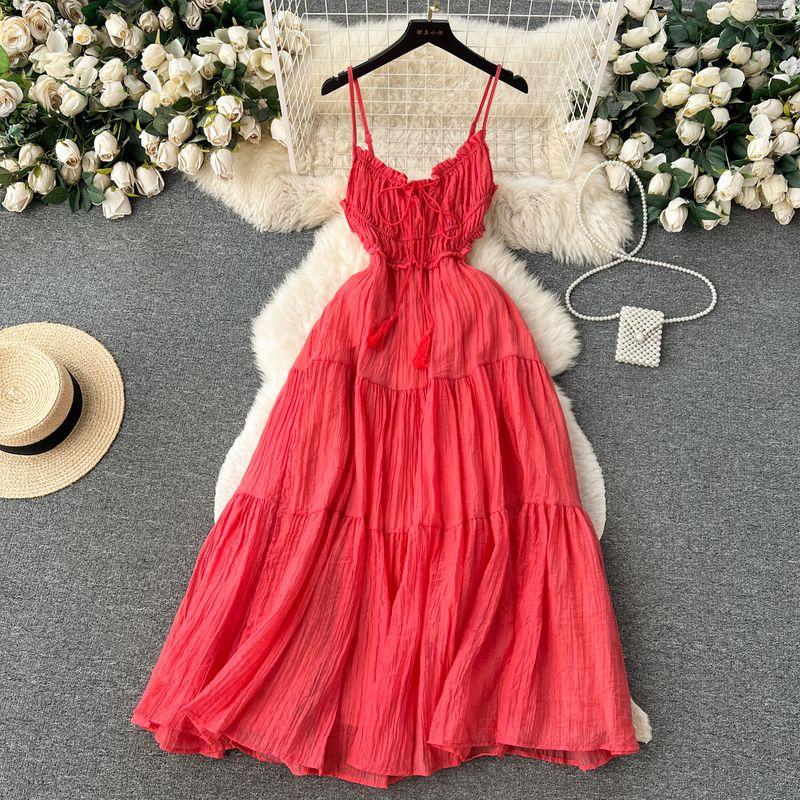 Women's Summer Inspirational Backless Swing Long Sling Dress