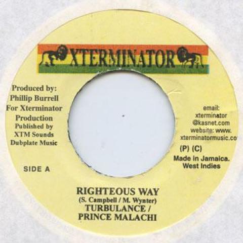 7inch Record PRINCE MALACHI, TURBULENCE - Righteous Way Xterminator 1999 Jamaica Reggae, Ska & Dub