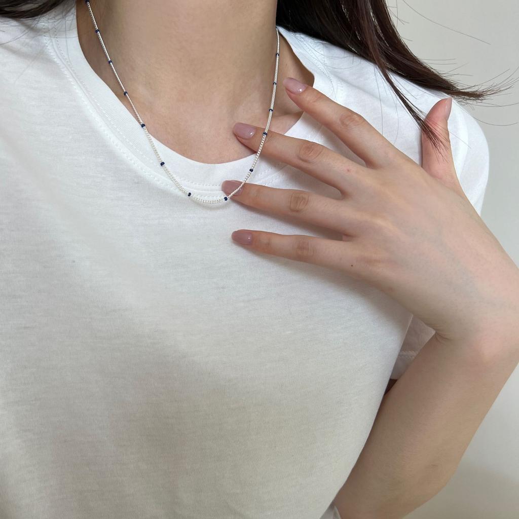 Blue Bean Chain Necklace Female Collarbone Chain Niche Design Versatile Bare Chain