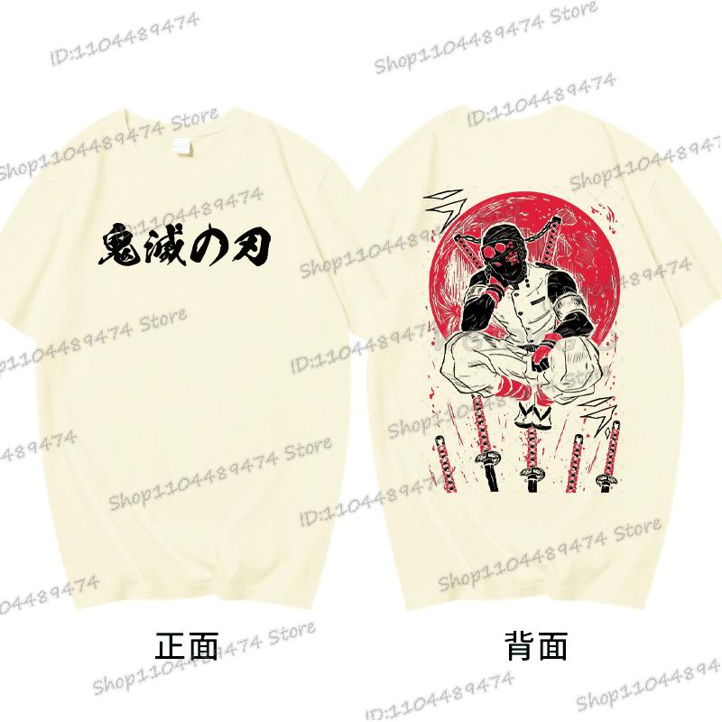 Men's Kimetsu No Yaiba Anime Clothing Uzui Tengen 2025 New Graphics T Shirt Loose Daily Round Neck Cotton Unisex Tops Tees